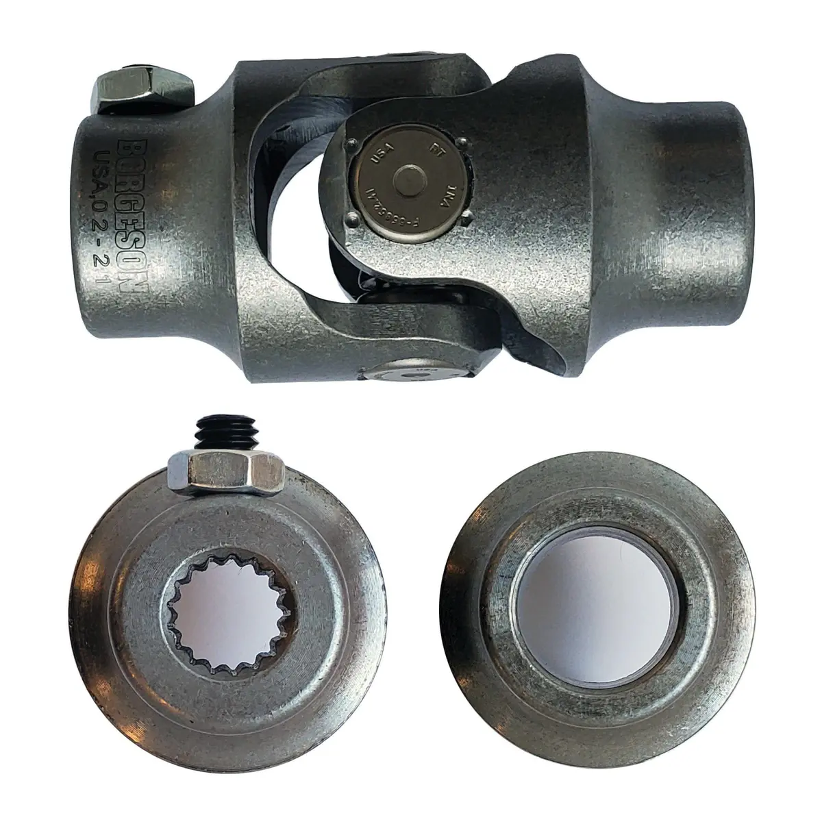 9/16-17 Spline X 3/4 Smooth Bore Single Steering U-Joint - Select Finish - Borgeson 1