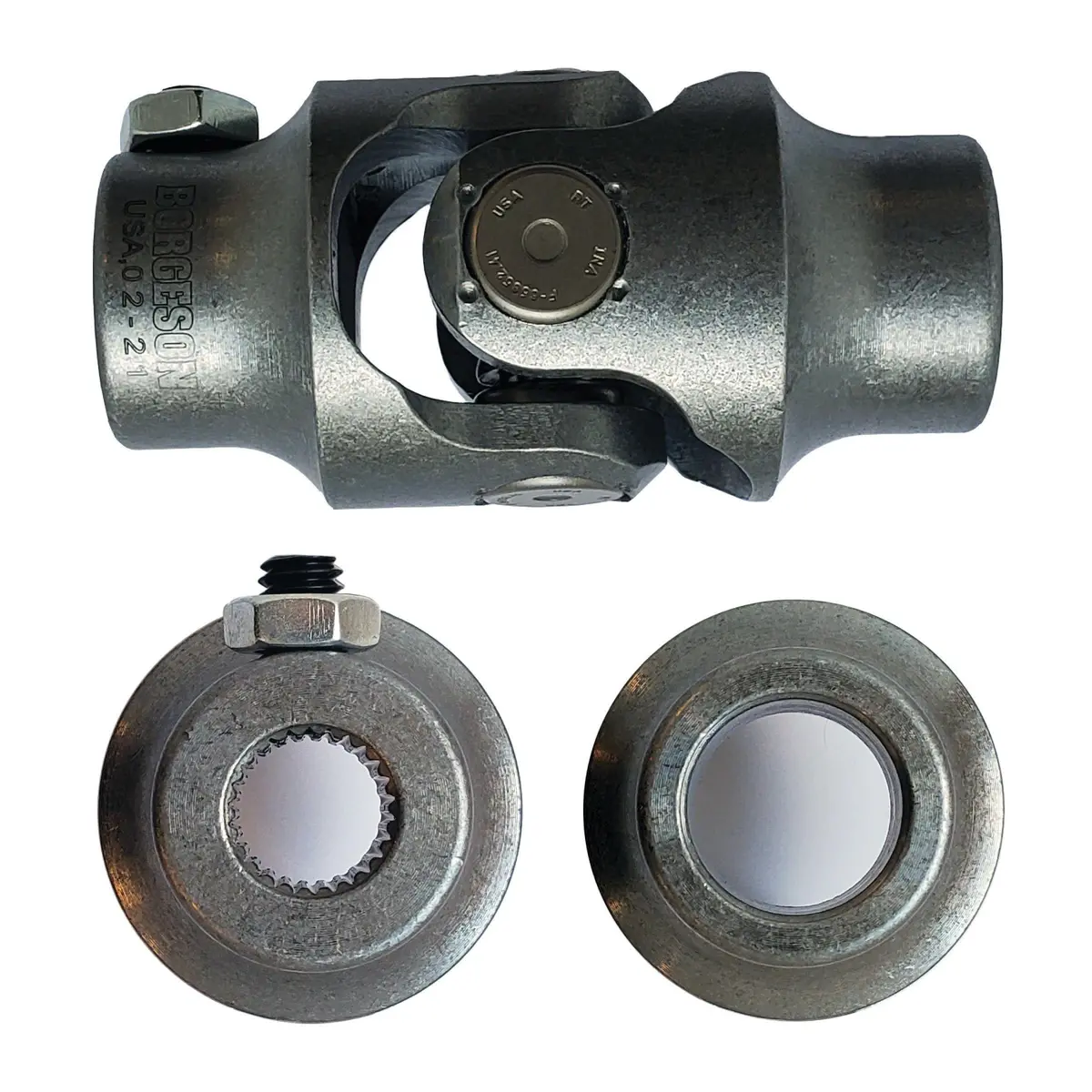 9/16-26 Spline X 3/4 Smooth Bore Single Steering U-Joint - Select Finish - Borgeson 1