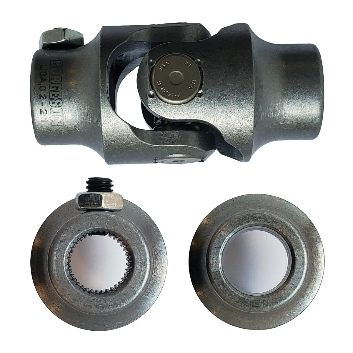 11/16-36 Spline X 3/4 Smooth Bore Single Steering U-Joint - Select Finish - Borgeson 1