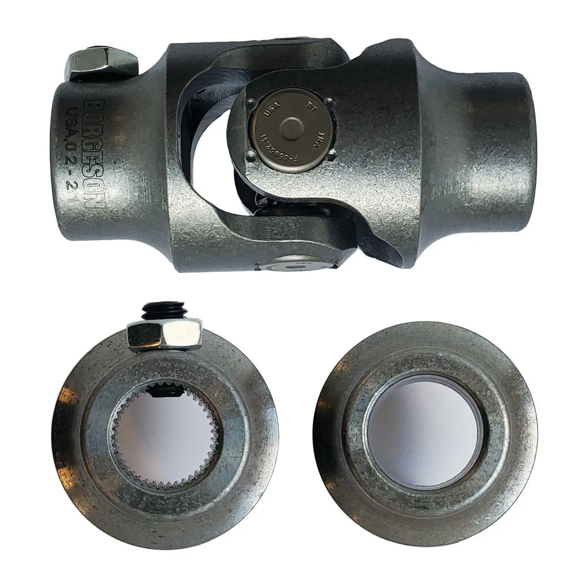 11/16-40 Spline X 3/4 Smooth Bore Single Steering U-Joint - Select Finish - Borgeson 1
