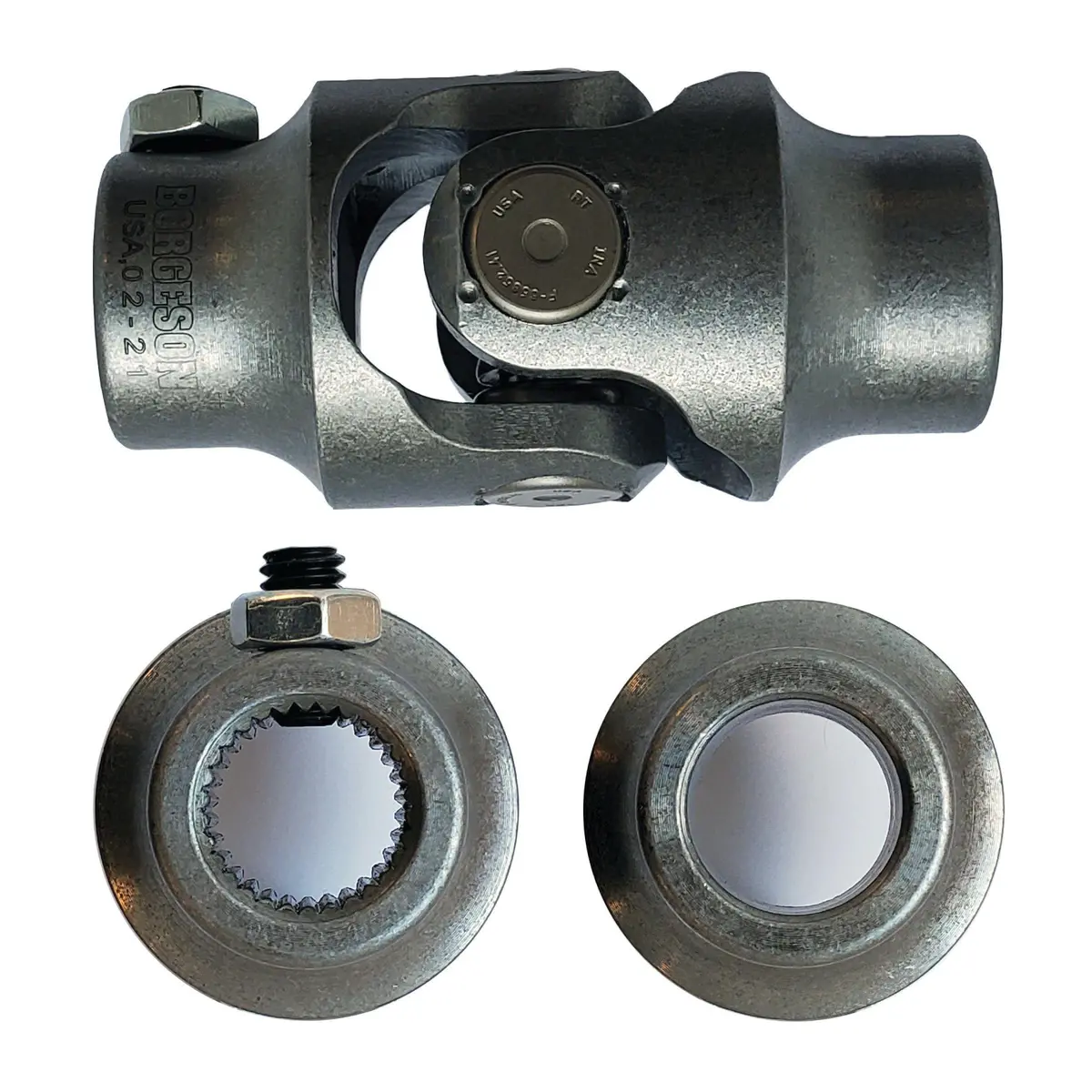3/4-30 Spline X 3/4 Smooth Bore Single Steering U-Joint - Select Finish - Borgeson 1