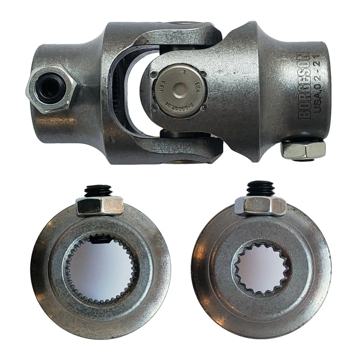 3/4-36 Spline X 9/16-17 Spline Steering U-Joint - Select Finish, Borgeson 1
