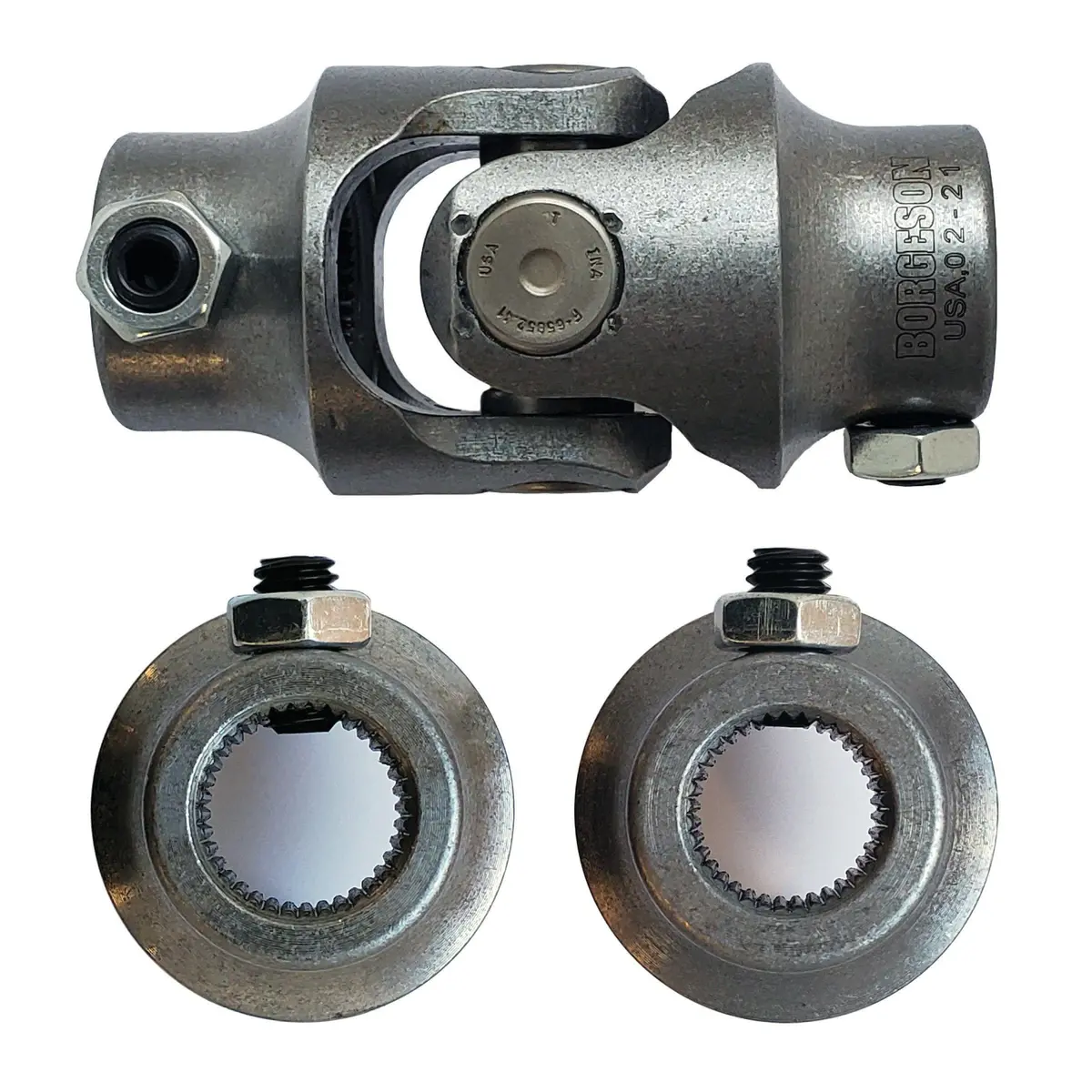 3/4-36 Spline X 11/16-36 Spline Single Steering U-Joint - Select Finish - Borgeson 1
