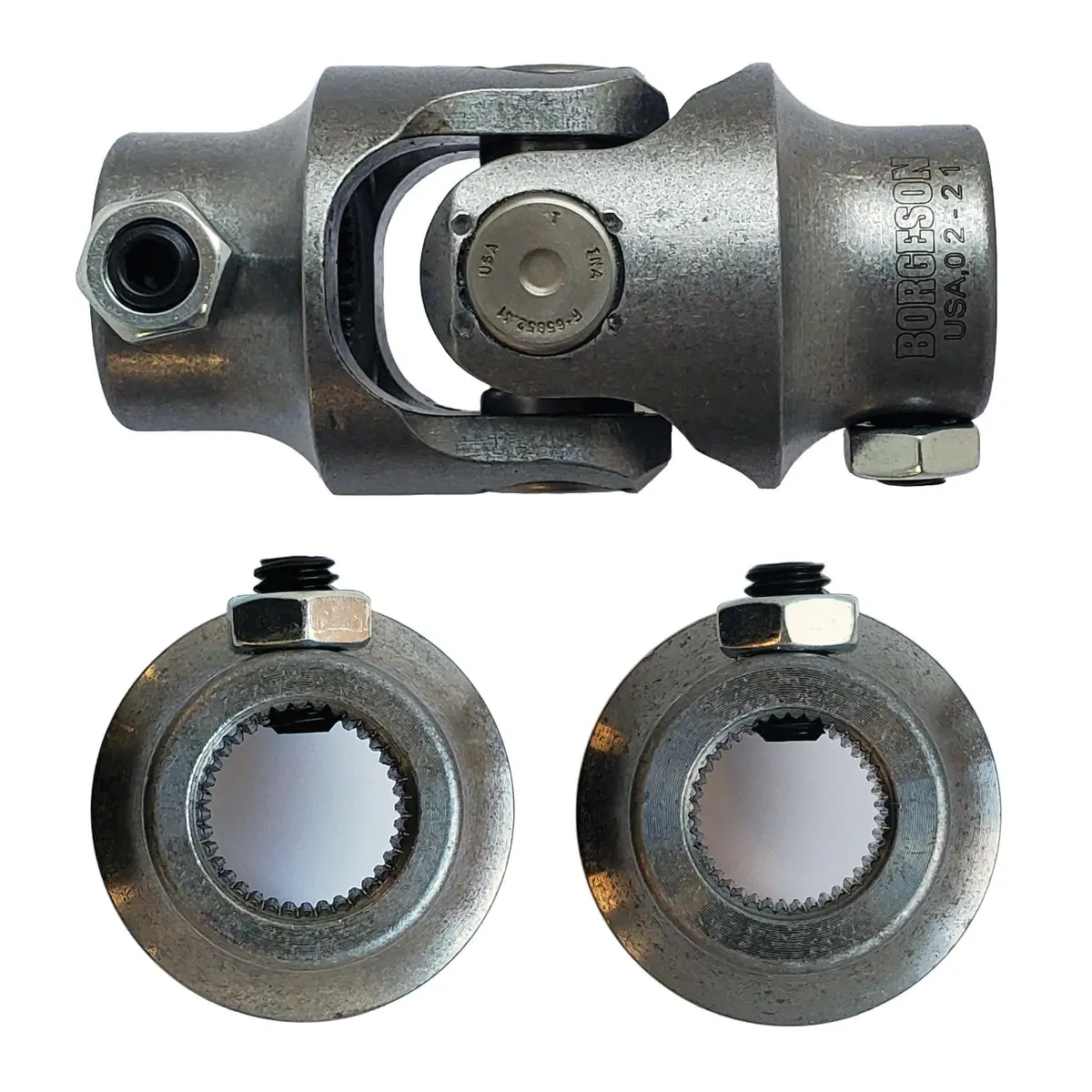 3/4-36 Spline X 11/16-40 Spline Single Steering U-Joint - Select Finish - Borgeson 1