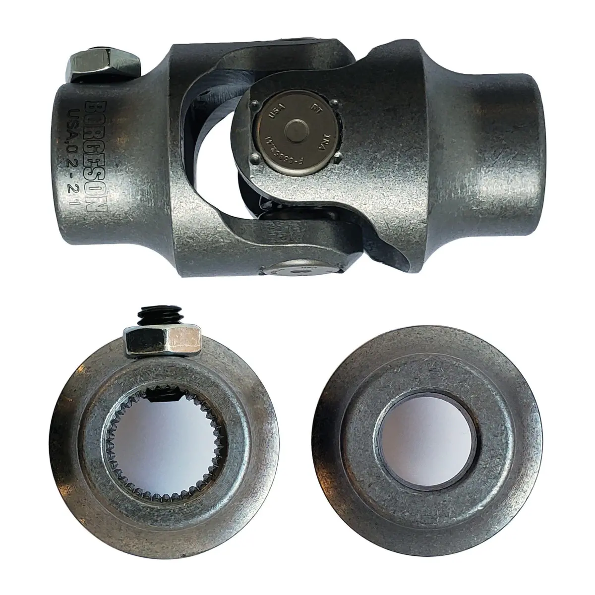 3/4-36 Spline X 5/8 Smooth Bore Single Steering U-Joint - Select Finish - Borgeson 1