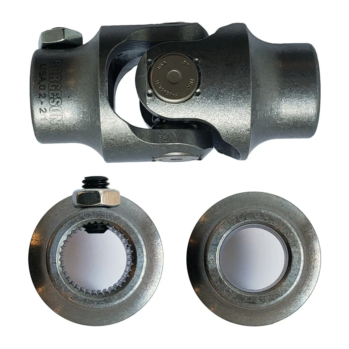13/16-36 Spline X 3/4 Smooth Bore Single Steering U-Joint - Select Finish - Borgeson 1