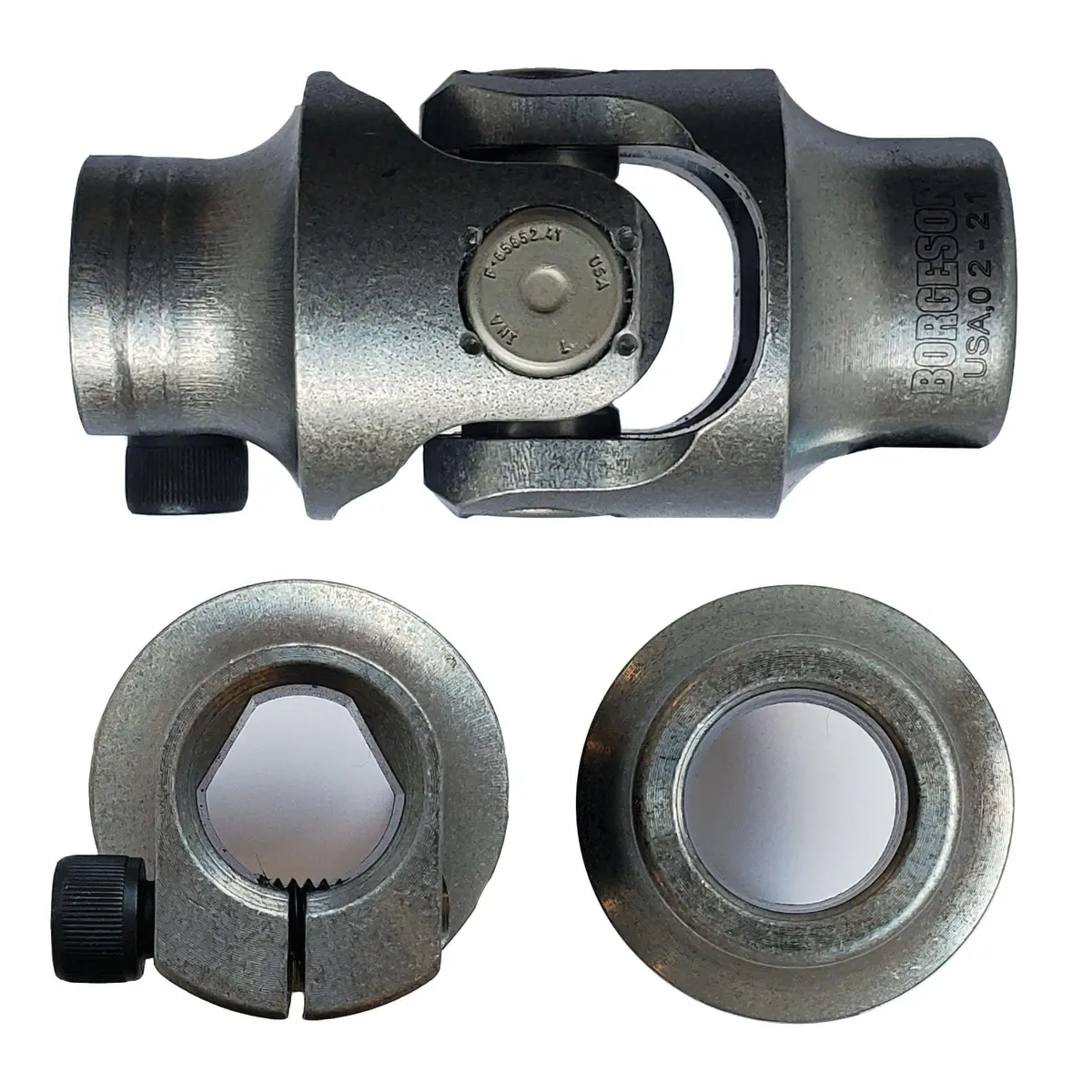 3/4V X 3/4 Smooth Bore Single Steering U-Joint - Select Finish - Borgeson 1