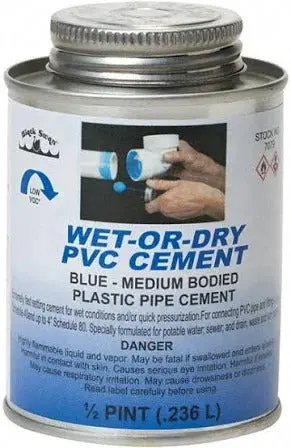 Aqua Blue 1/2 Pint, Wet R Dry Pvc Glue Screw-On Cap 1