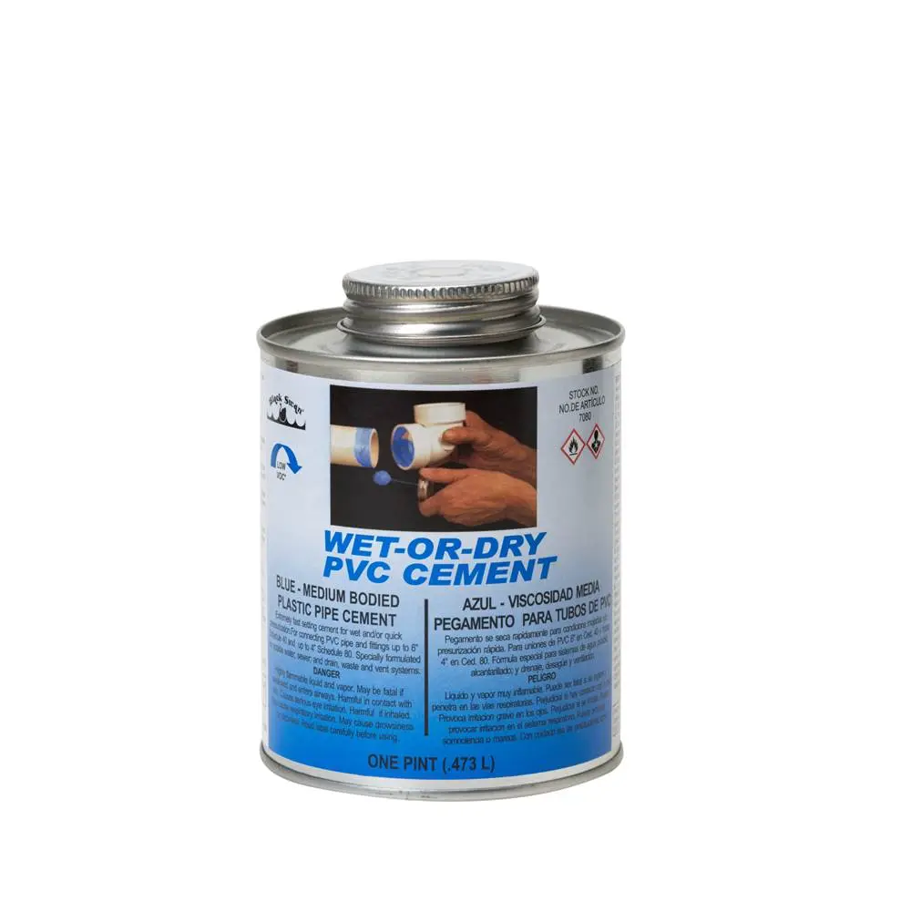 Aqua Blue Pint, Wet R Dry Pvc Glue Screw-On Cap 1