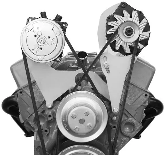 Alan Grove Components Small Block Chevy Air Conditioning Compressor Bracket, Multiple Carbs, Long Water Pump, Passenger Side 103R 1