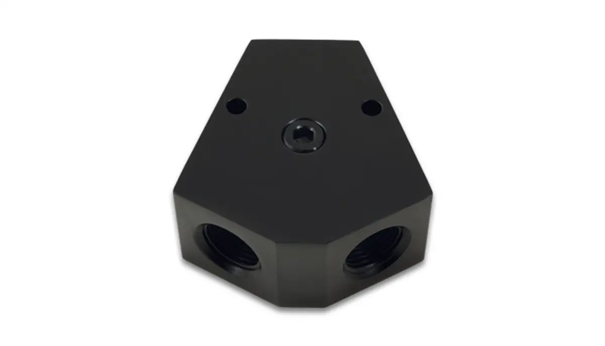 Vibrant Performance 10820 Billet Y Block With 1/8" Npt Port; Size: 3/8" Npt X Dual 3/8" Npt 1