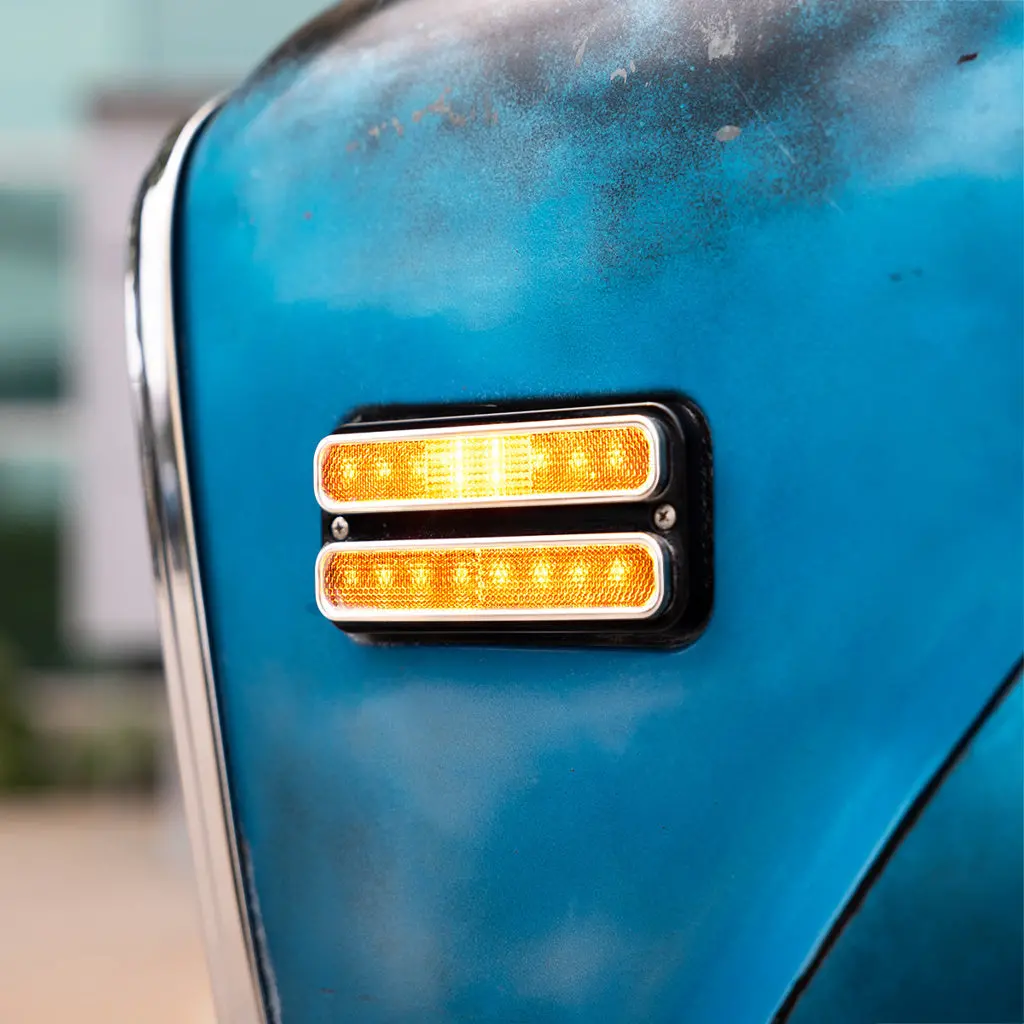 1968-72 Chevy And Gmc Truck Amber Led Side Marker Light With Stainless Steel Trim (Amber Light, Clear Lens) 1