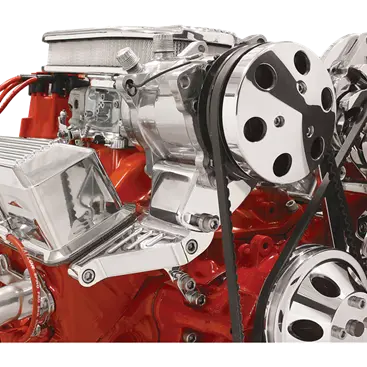 Billet Aluminum Small Block Chevy A.C. Compressor Bracket, Standard Heads, Long Pump, Top Mount, Passenger Side 1