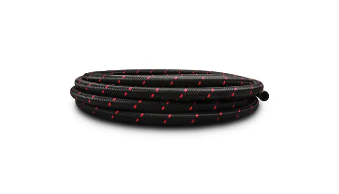 Vibrant Performance 11968R 10Ft Roll Of Black Red Nylon Braided Flex Hose; An Size: -8; Hose Id: 0.44"; 1