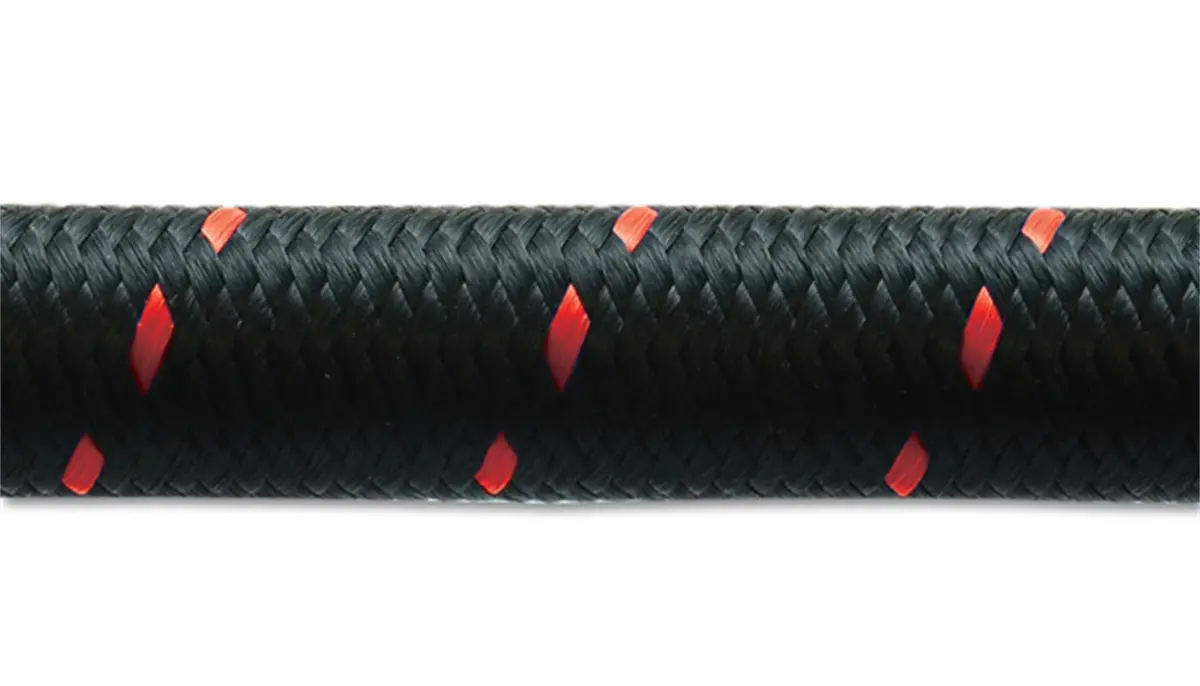 Vibrant Performance 5Ft Roll Of Black Red Nylon Braided Flex Hose; An Size: -4An; Hose Id 0.22" 1