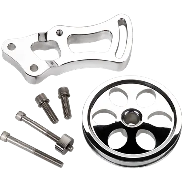 Billet Aluminum Small Block Chevy Power Steering Bracket And Pulley Kit, Long Pump, Low Mount, Driver Side 1
