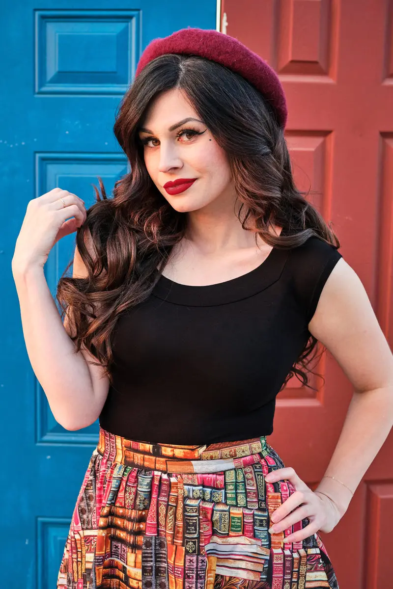 Retro Boat Neck Top In Black 1