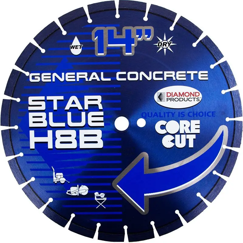 Concrete Blade - 14" X .125 X Unv. Arbor High Speed H10b Star Blue - Green Concrete (14355) 1