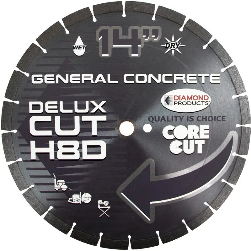 Concrete Blade - 14" X .125 X Unv Arbor High Speed H8d Delux-Cut (70499) 1