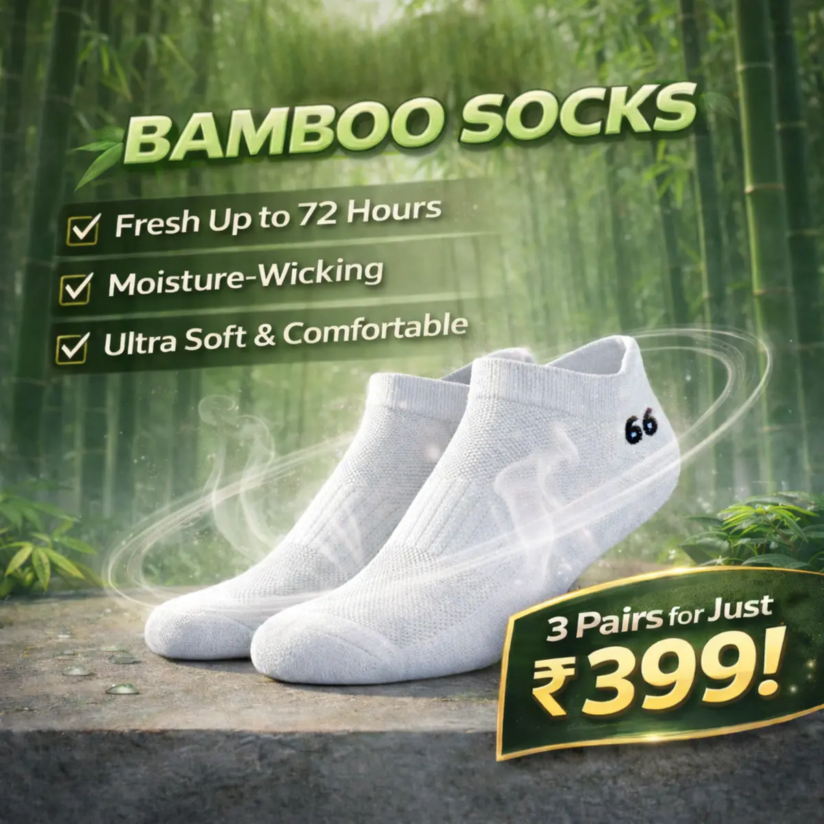 66Bhp Bamboo Socks – Odor-Free For 72 Hours | Ultra-Soft | Moisture-Wicking | All-Day Comfort Socks 3
