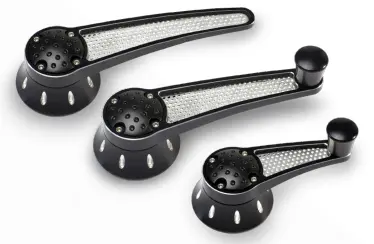 Clayton Machine Works Black Anodized Billet Window Cranks (Mesh Style) (Pair) 1