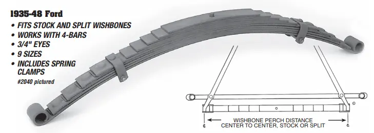 Posies 1942-48 Ford Superslide Front Spring For 42-1/2" Wishbone Perch Distance And Uses Stock Un-Split Wishbones 1