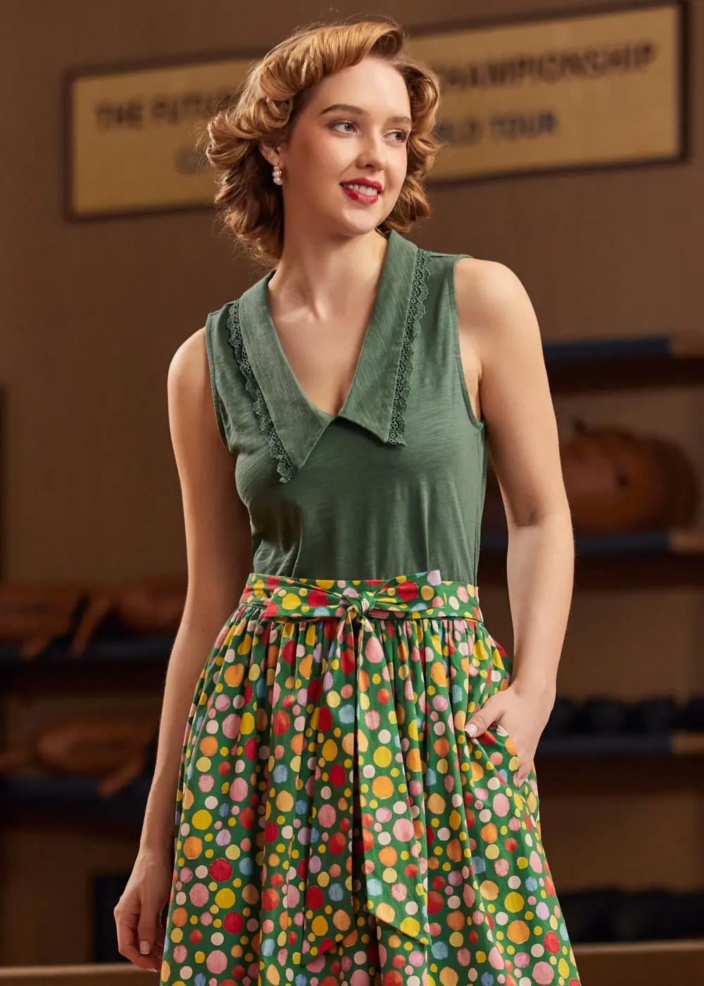 Sweet Stitched Collar V-Neck Top 1