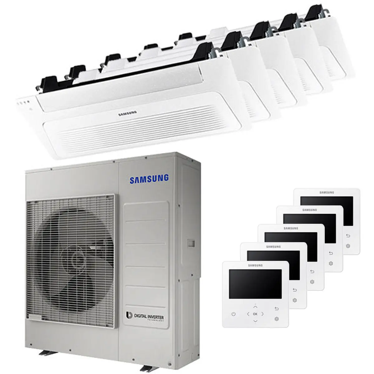 Samsung Air Conditioner Cassette Windfree 1 Way Penta Split 9000 + 9000 + 9000 + 9000 + 9000 Btu Inverter A ++ Outdoor Unit 10.0 Kw 1
