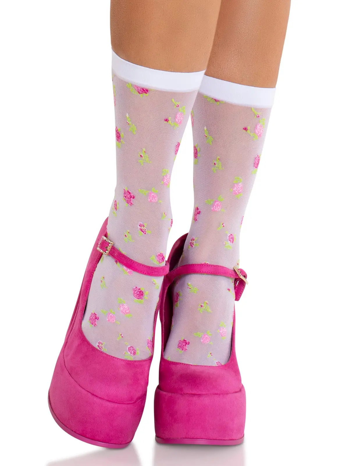 Rosette Sheer Crew Socks 1