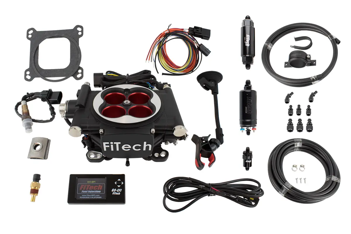 Fitech Go Efi 4 600 Hp Power Adder System Master Kit W/ Inline Fuel Pump- Black 1