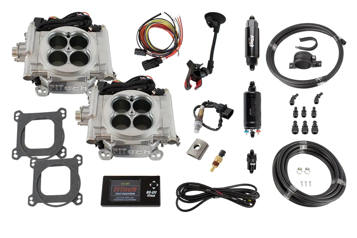 Fitech Go Efi 2X4 625 Hp System Master Kit W/ Inline Fuel Pump- Aluminum 1