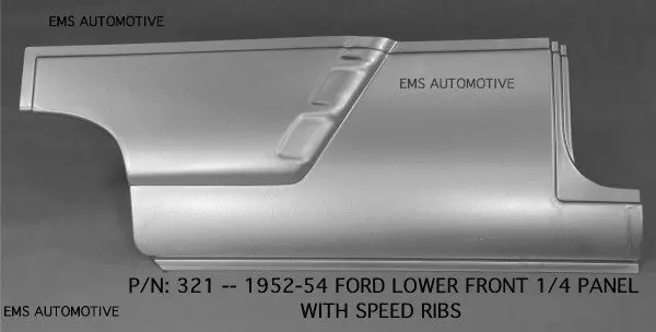 1952-54 Ford 2 Door Car Front Lower Quarter Panel With Speed Ribs 1