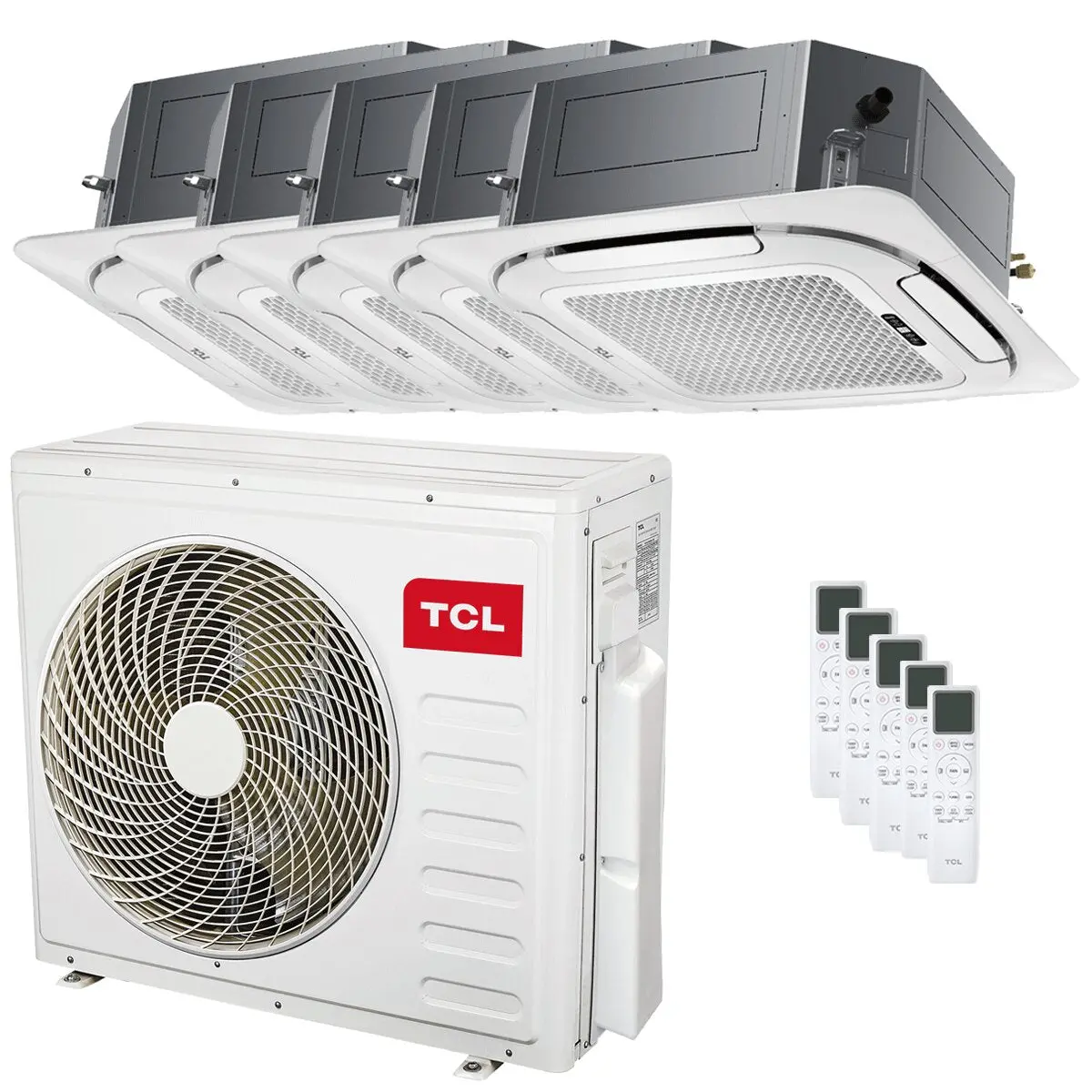 Tcl Cassette 4-Way Air Conditioner S Series Penta Split 9000+9000+12000+12000+12000 Btu Inverter A++ Wifi External Unit 12.2 Kw 1