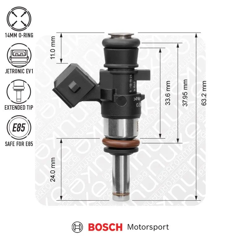Nuke Bosch Injector 1200Cc, 38Mm (Ev14k), 8Pcs Flow Matched (Order In) 1