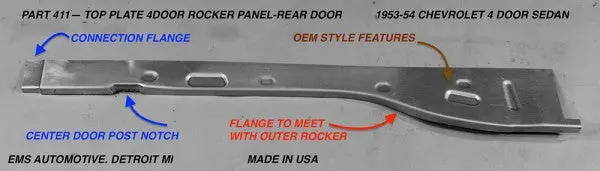 1953-54 Chevy 4 Door Sedan Rear Door Top Plate 1