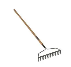 15"/14-Tine Bow Rake, 54" Wood Handle 1