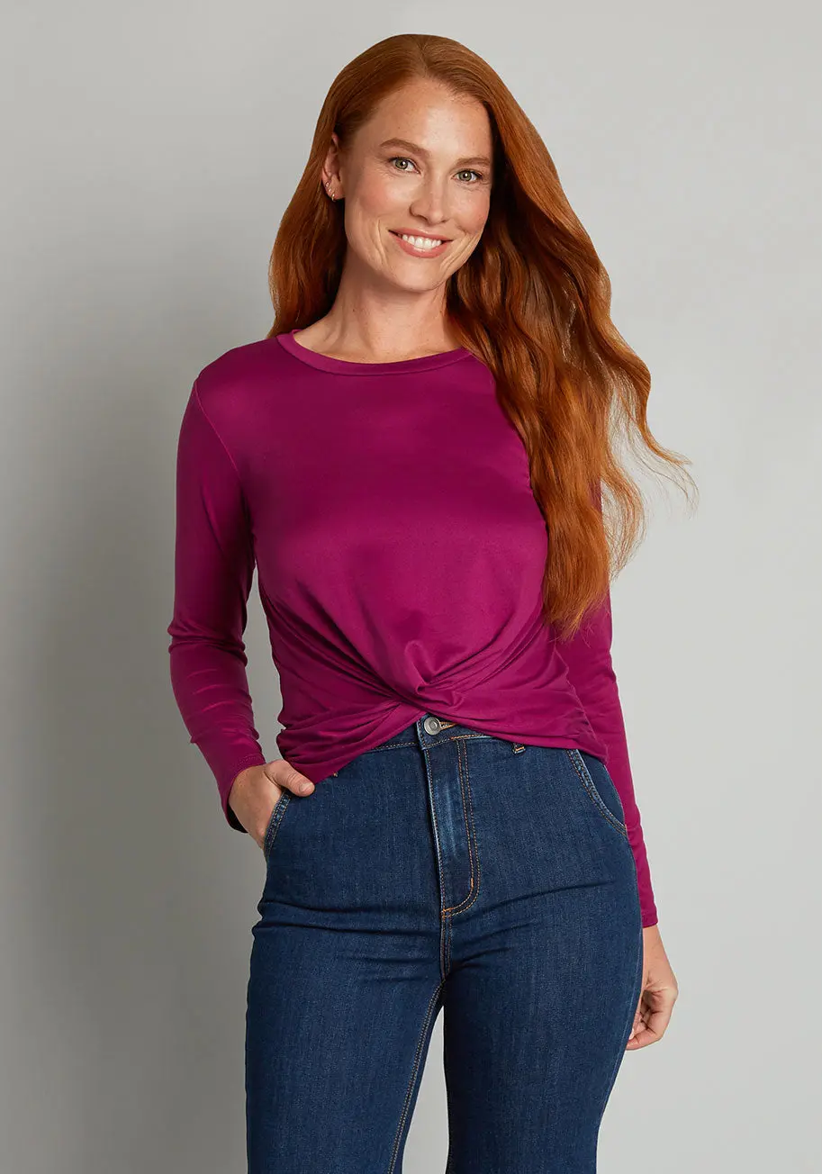 A Twist Of Fun Long Sleeve Knit Top (Final Sale) 1