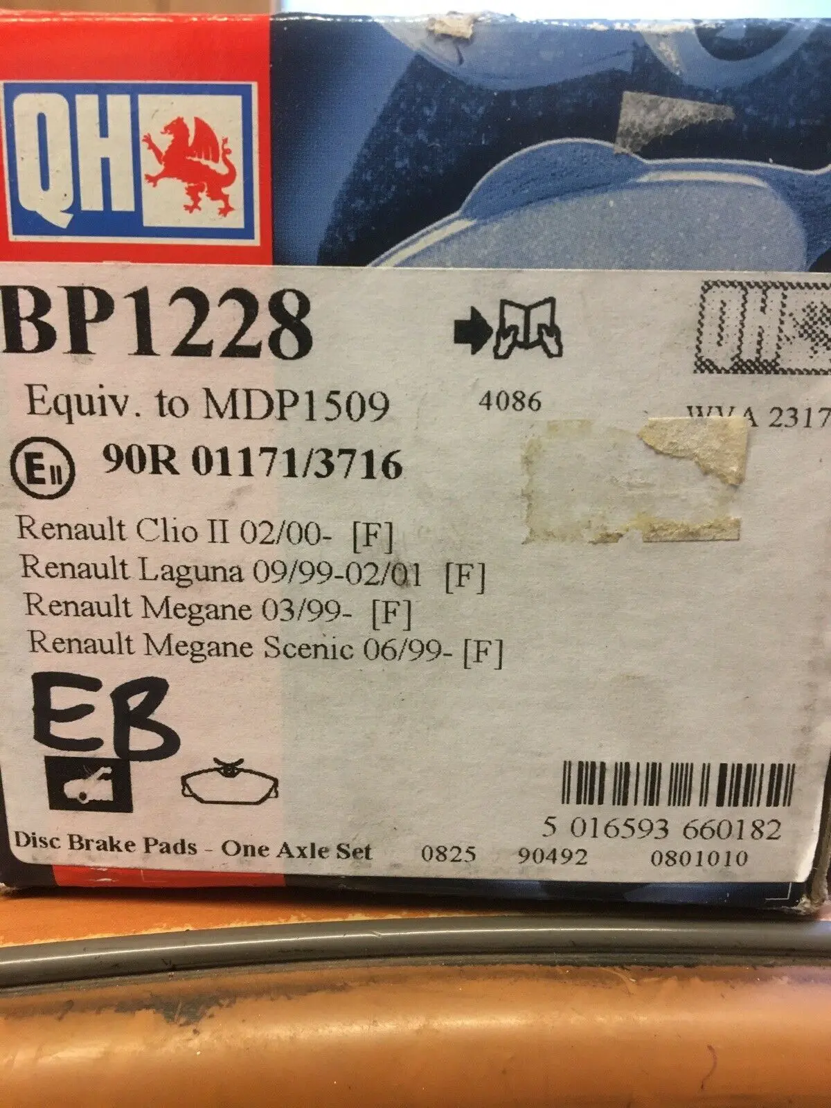 Renault Clio 11/Megane/Scenic Laguna Brake Pads Quinton Hazell Bp1228 1