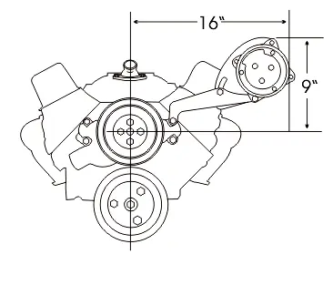 Alan Grove Components Small Block Chevy Air Conditioning Compressor Bracket, Long Water Pump, Low Profile, Driver Side 137L 2