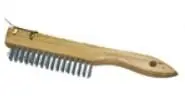 Wire Scratch Brush W/ Scraper, 4" X 16" Shoe Handle, Wood 1