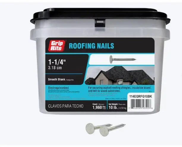1-1/4" Smooth Electro Galv. Roofing Nails, 10 Lb Bx 1