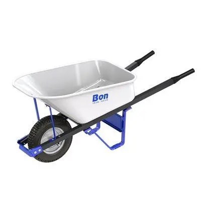 6 Cu Ft Wheelbarrow, Steel Tray And Handles, Single Flat Free Ti 1