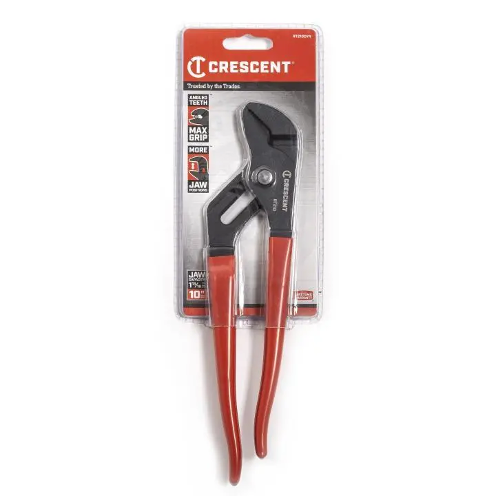 Plier, 10" Straight Jaw, Tongue & Groove, Dipped Handle, Crescent 1