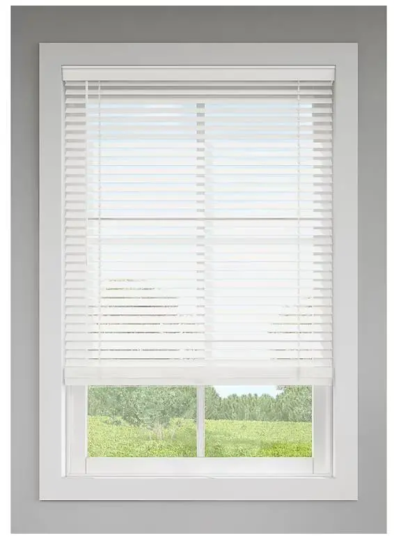 23"X48" Cordless Wht 2" Slat, Faux Wood Blinds 1