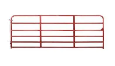 4' High X 10' Long Red Steel Corral Flat-Top Farm Fence Gate 1