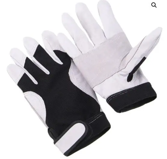 Split Goatskin Mechanics Glove Dble Palm, Blk Spandex Back 1
