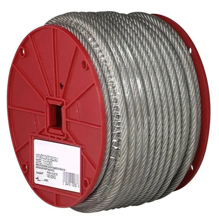 3/32" X 250' Galv. Cable, Pvc Ctd To 3/16" 1
