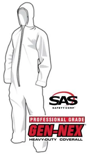 Medium, Gen-Nex Pro-Grade Hooded Coveral, Elastic Wrist & Ankle, 1