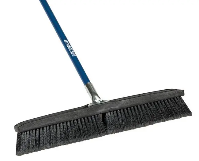 24" Med Bristle Smooth Surface Push Broom, Poly Block With Fiber 1