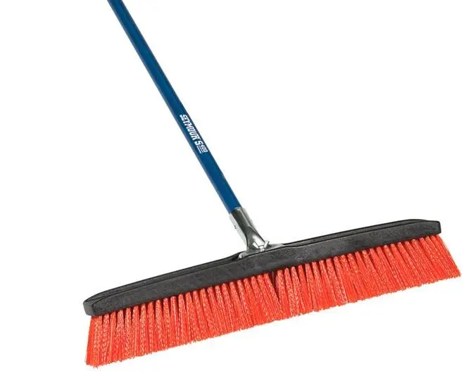 24" Med Org Bristle Rough Surface Push Broom, Poly Block With Fi 1